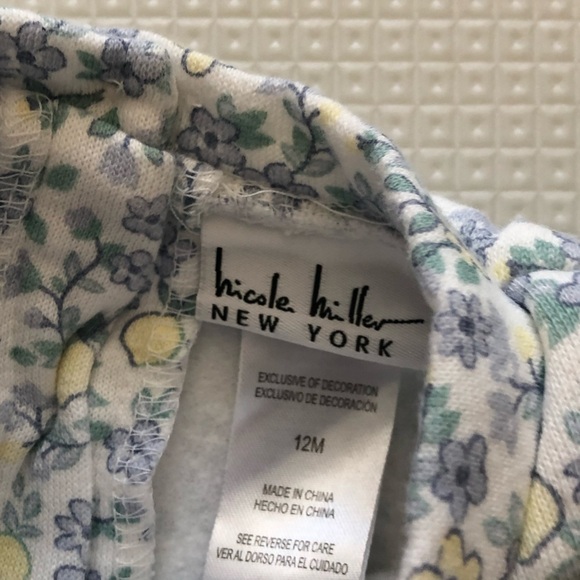 Nicole Miller|Baby girl ditsy floral white crewneck sweater with lace detail• - Picture 6 of 6